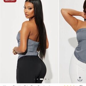 Striped Gray Strapless Top